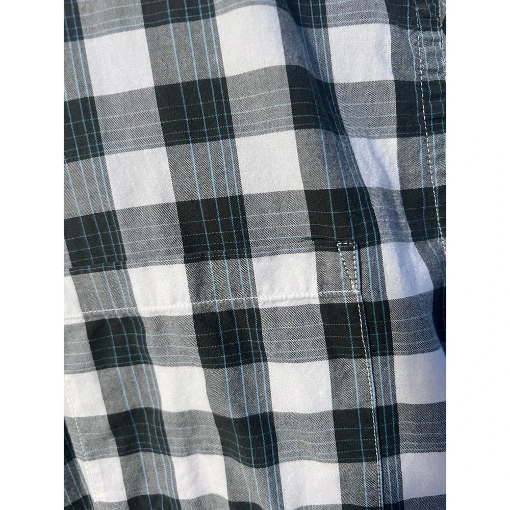 Banana Republic Mens Large Black White Plaid Short Sleeve